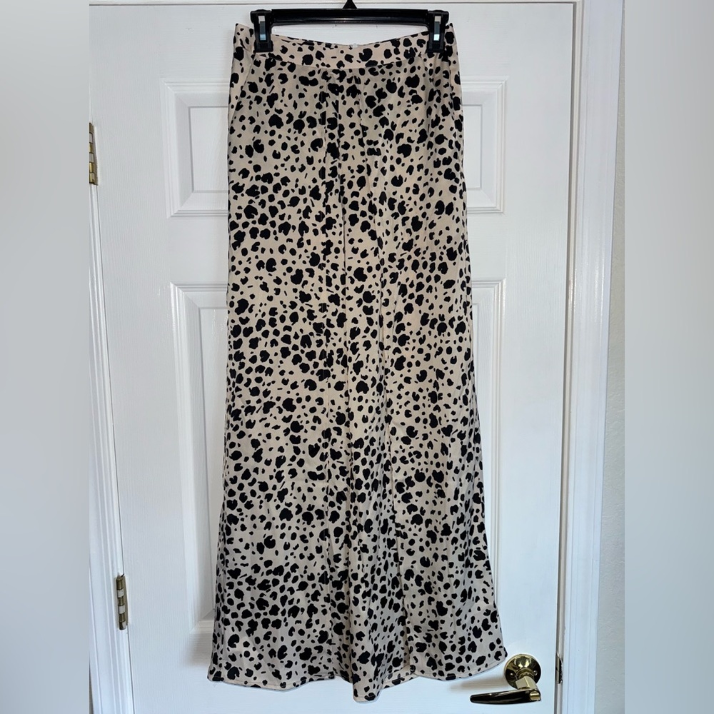 BEACH BUNNY SET Leopard Print Ramsey Slit Leg Wide Pant + Eastyn Tie Tank Top SM - Picture 7 of 16
